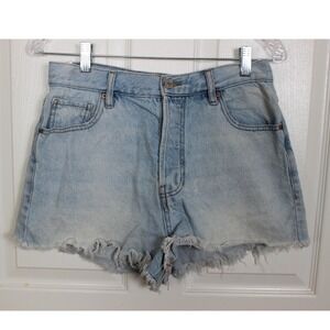 PacSun‎ Vintage High Rise Denim Cut Off Frayed Hem Buttonfly Jean Shorts Size 29